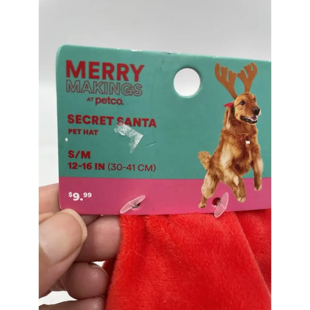 NEW Merry Makings At Petco Christmas Dog Santa Hat S/Med Head Wear